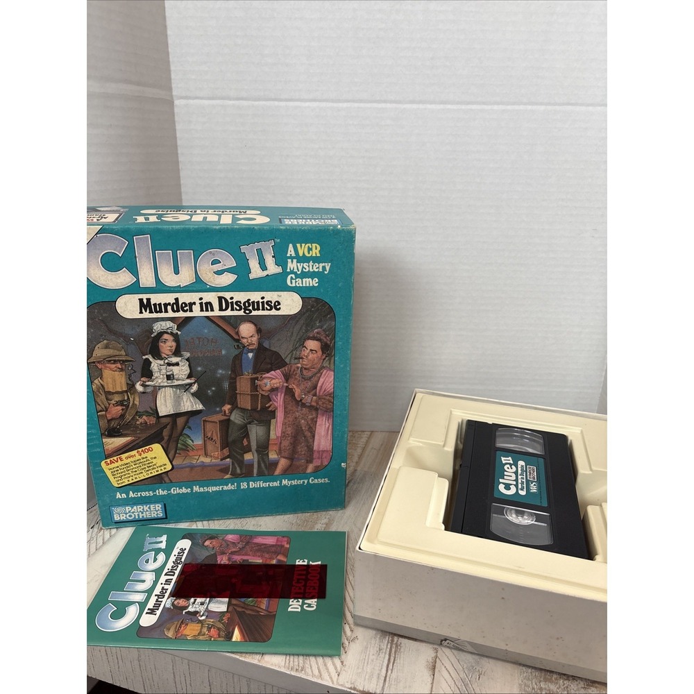 Vintage 1987 Clue II Murder in Disguise VCR Mystery VHS Game Parker Brothers